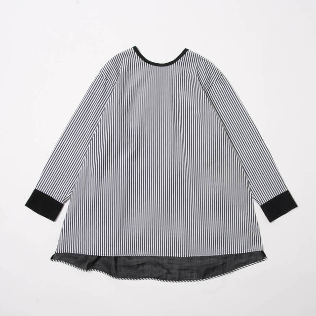 0624PT-52610 コットンリヨセルストライプ切替チュニック