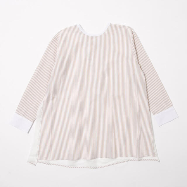 0624PT-52610 コットンリヨセルストライプ切替チュニック