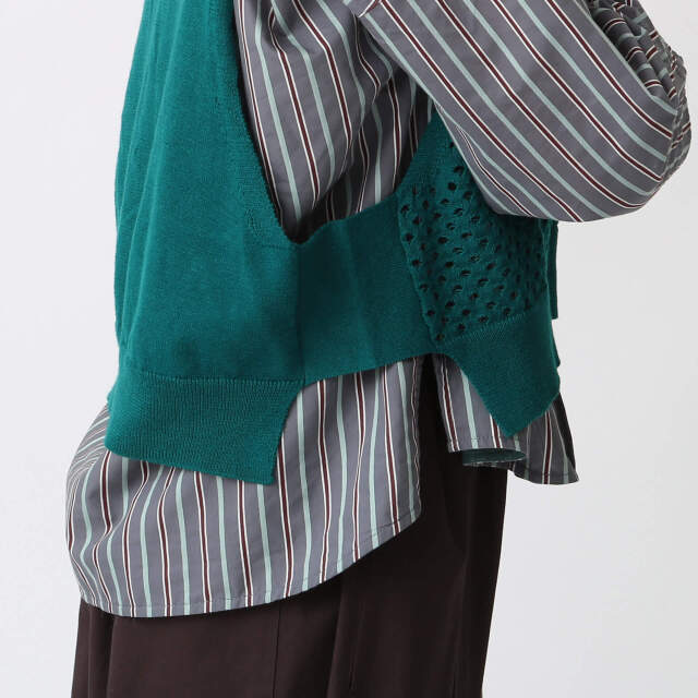 0624PT-70603 コットンリネンアイレットニットベスト