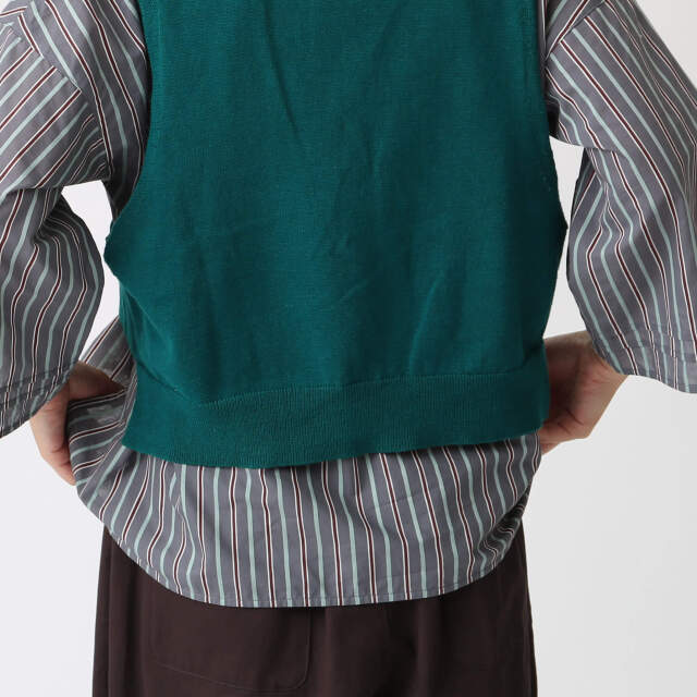 0624PT-70603 コットンリネンアイレットニットベスト