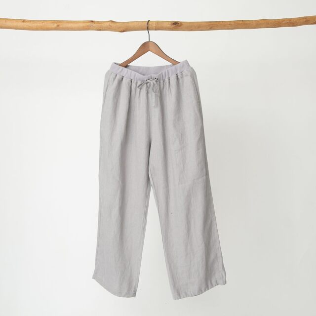 ★麻100％★ PAPAS ツータック パンツ ドローコード 日本製 ベージュ リネン100%◇PAPAS パパス ツータック スラックスパンツ