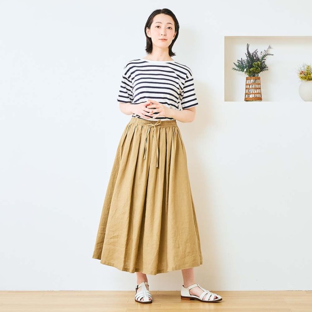 美品 SACRA リネンギャザースカート イエロー ba4f78de74d2c1a0fff000471e260f