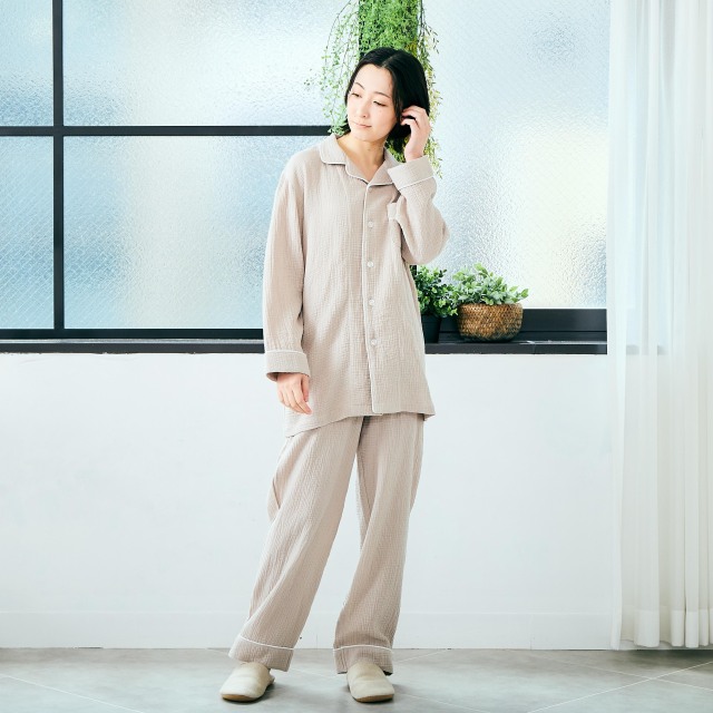 ガーゼパジャマ／Mサイズ ふんわりコットンダブルガーゼパジャマ / ユニセックス