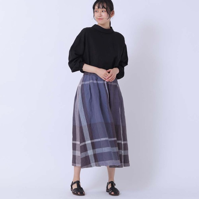 未使用タグ付き　ツチエ TUTIE　リネン100切り替えタックロングスカート　黒 楽天市場】【セール40％】TUTIE ツチエ ギンガムチェックリネン