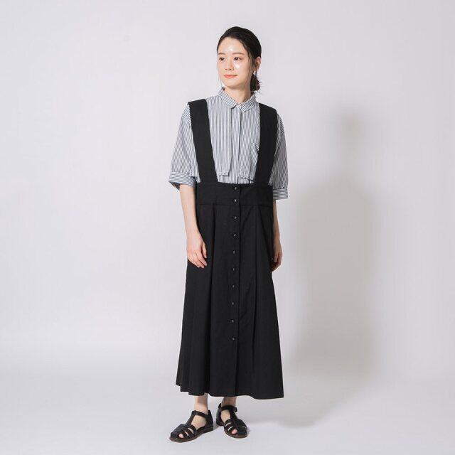 美品　ツチエ tutie　フレンチリネンデニムジャンパースカート　サススカート 美品 ツチエ tutie フレンチリネンデニムジャンパースカート