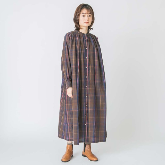0624WT53312細番手マドラスチェックワンピース