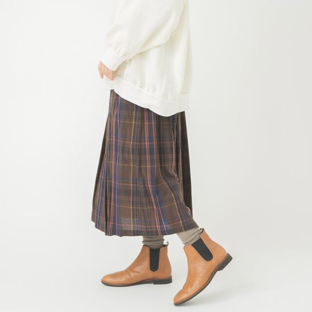 0624WT57313細番手マドラスチェックスカート