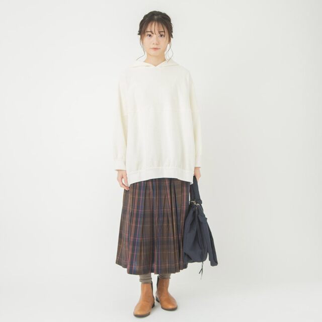 0624WT57313細番手マドラスチェックスカート