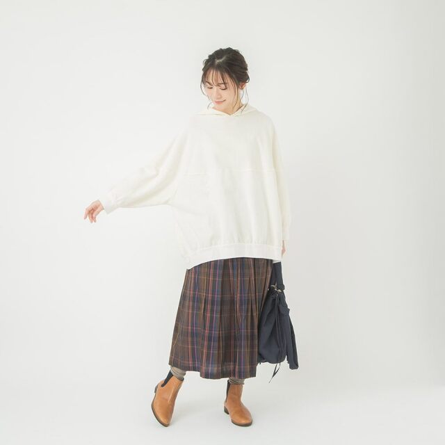 0624WT57313細番手マドラスチェックスカート