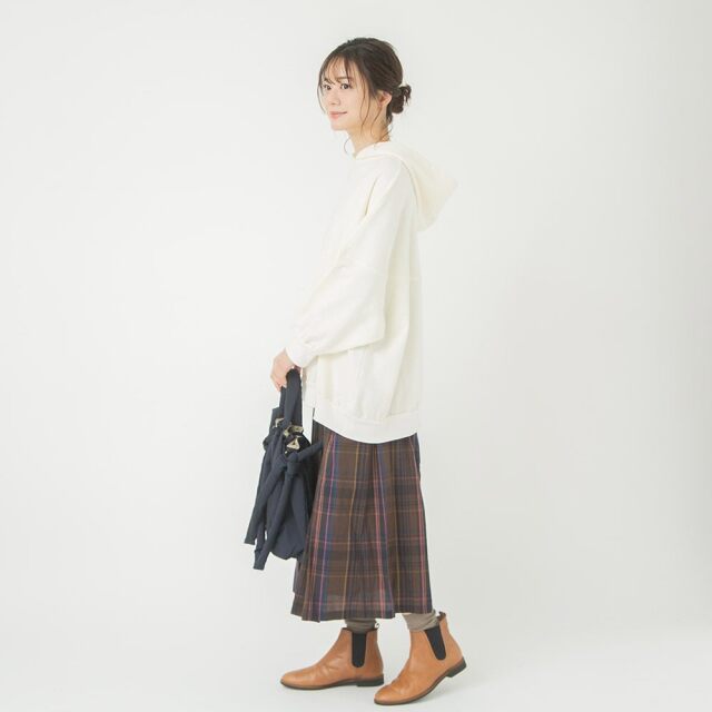 0624WT57313細番手マドラスチェックスカート