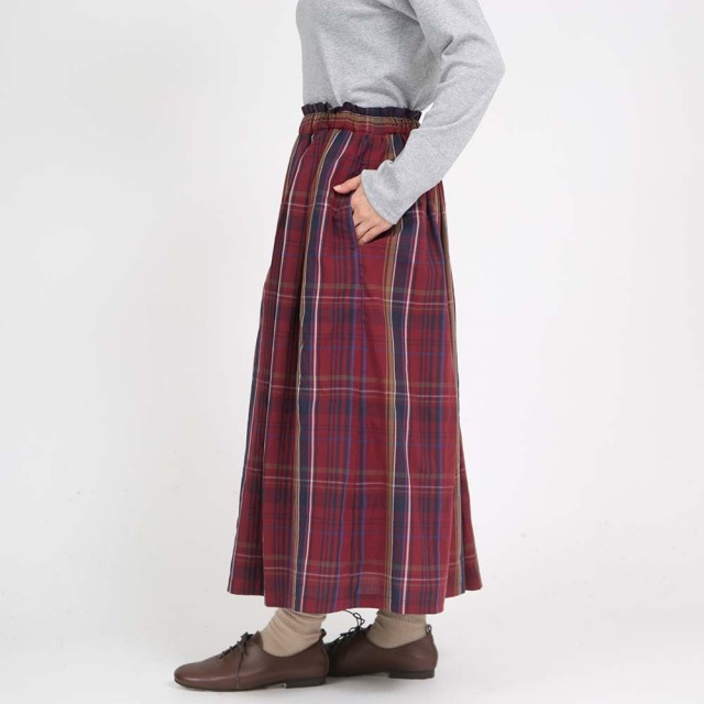 0624WT57313細番手マドラスチェックスカート