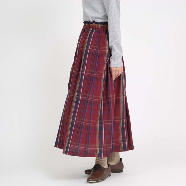 0624WT57313細番手マドラスチェックスカート