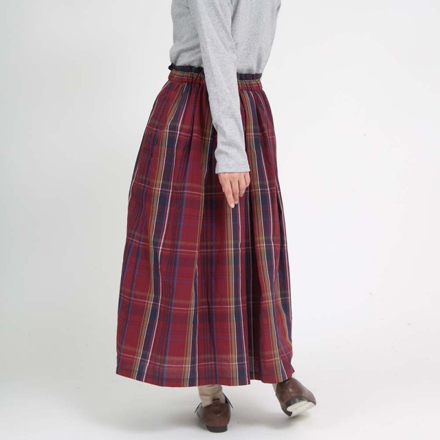 0624WT57313細番手マドラスチェックスカート