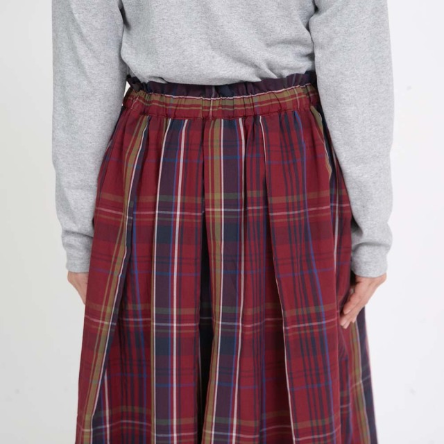 0624WT57313細番手マドラスチェックスカート