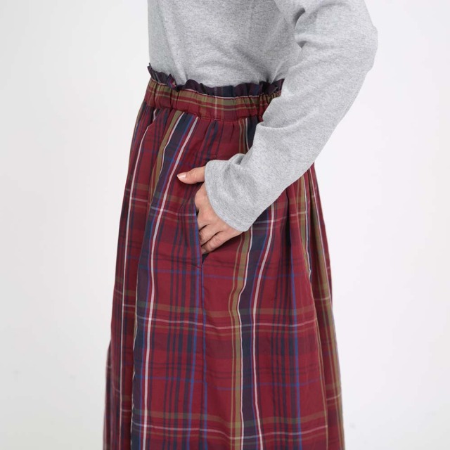 0624WT57313細番手マドラスチェックスカート