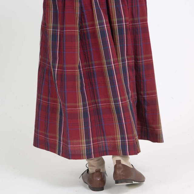 0624WT57313細番手マドラスチェックスカート