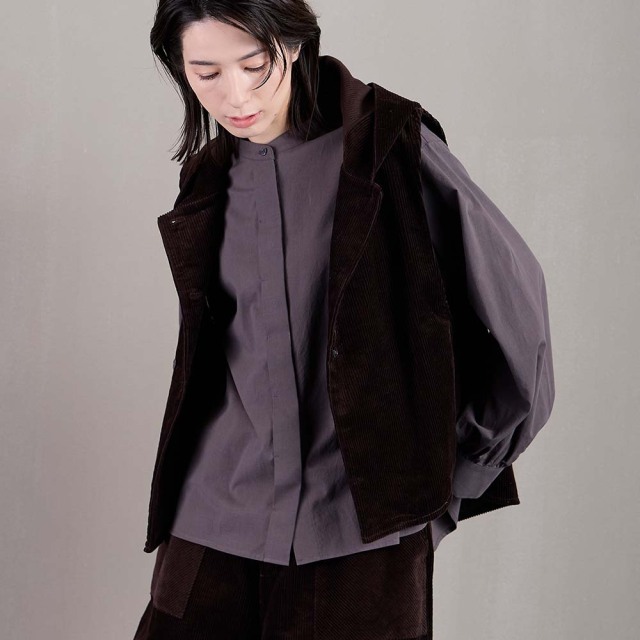 0624WT60002コットンコーデュロイフードベスト