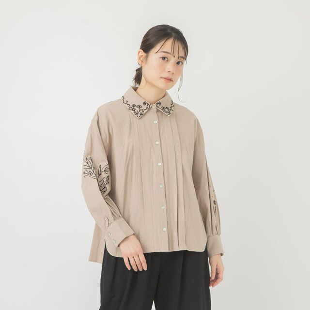 0624WT61016コットンビエラフラワー刺繍ブラウス