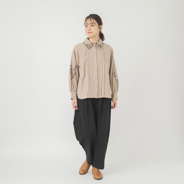 0624WT61016コットンビエラフラワー刺繍ブラウス