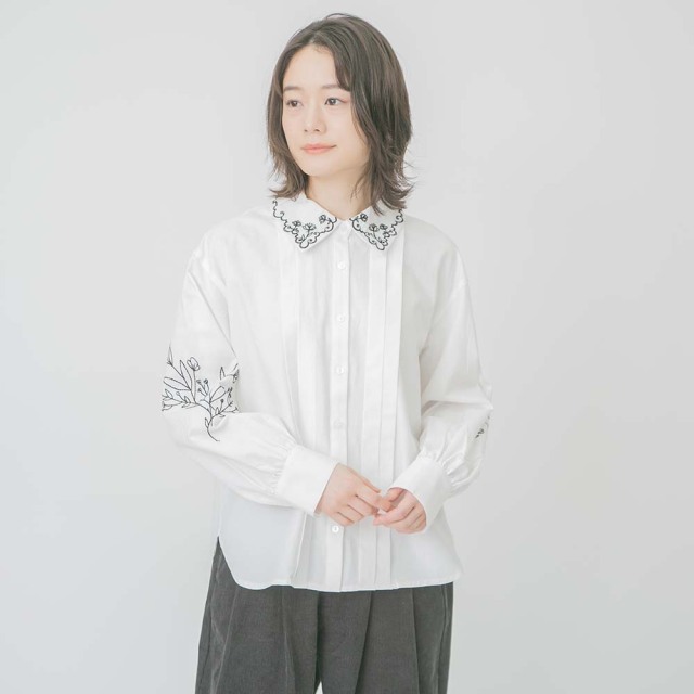 0624WT61016コットンビエラフラワー刺繍ブラウス