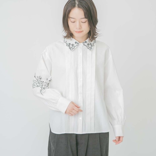 0624WT61016コットンビエラフラワー刺繍ブラウス