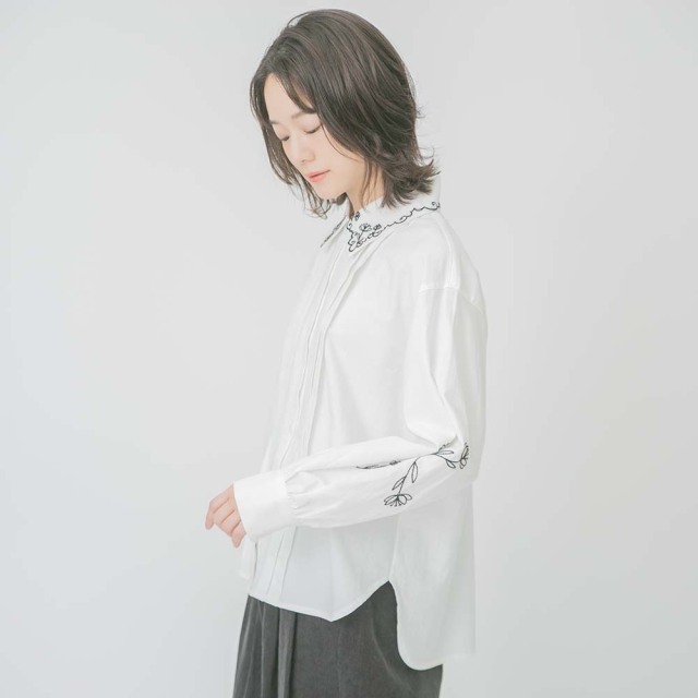 0624WT61016コットンビエラフラワー刺繍ブラウス