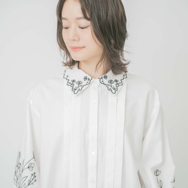 0624WT61016コットンビエラフラワー刺繍ブラウス