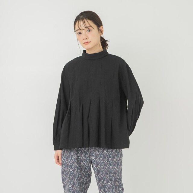 0624WT61028コットンビエラ起毛ロールカラーブラウス