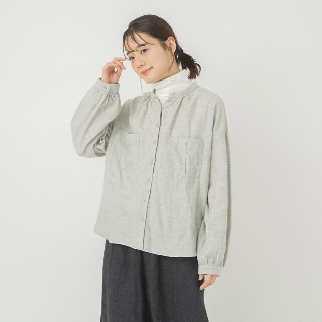 0624WT61348コットンビエラシャンブレー起毛ブラウス
