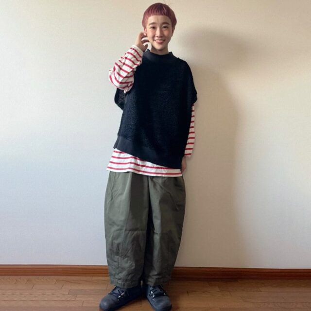 0624WT70122 コットンウールポップコーンリブベスト