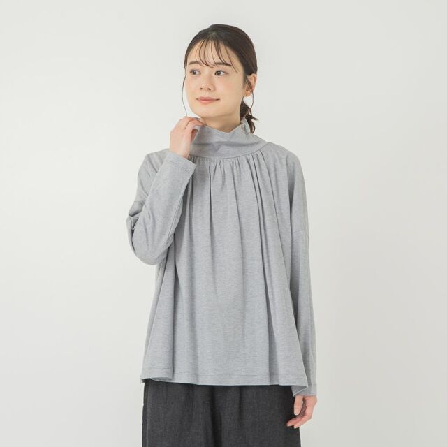 0624WT71121コットンカシミヤ天竺オフタートルプルオーバー