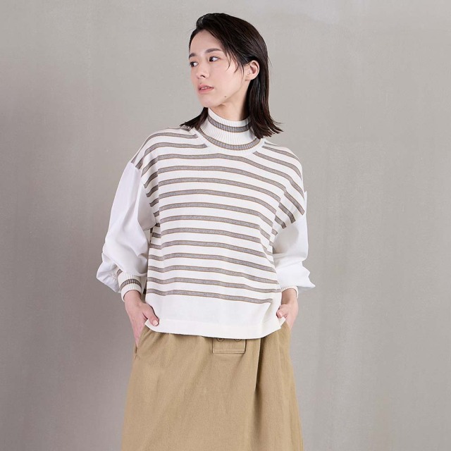 0624WT71407コットンウールニットモックネックプルオーバー