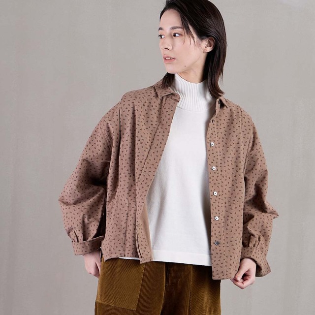 0624WT91010コットン起毛プリントブラウス