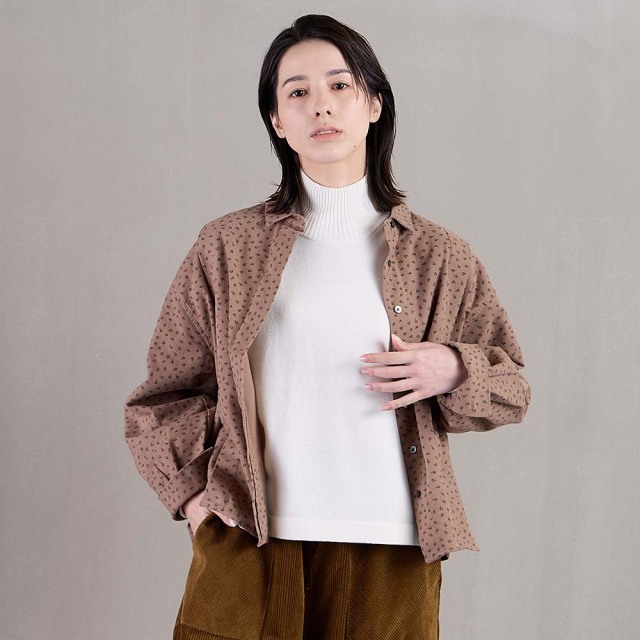 0624WT91010コットン起毛プリントブラウス