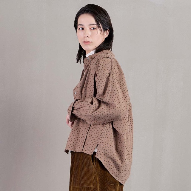 0624WT91010コットン起毛プリントブラウス