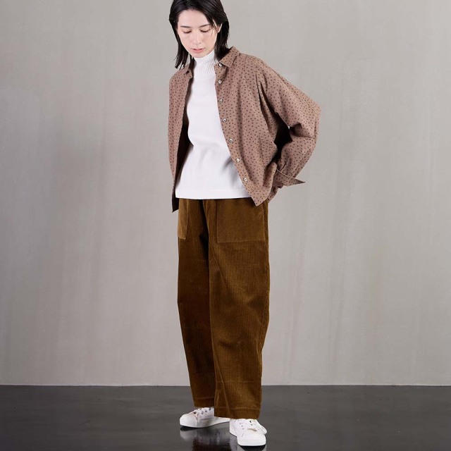 0624WT91010コットン起毛プリントブラウス