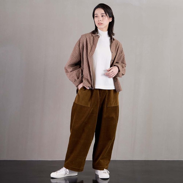 0624WT91010コットン起毛プリントブラウス