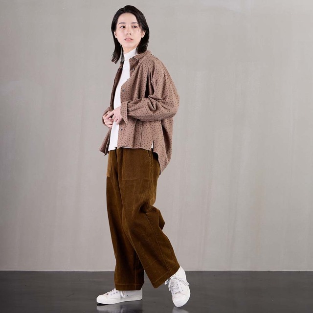 0624WT91010コットン起毛プリントブラウス