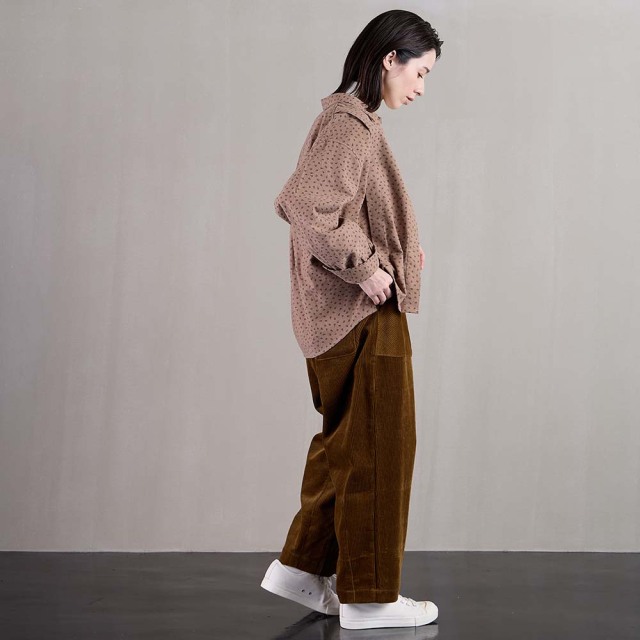 0624WT91010コットン起毛プリントブラウス