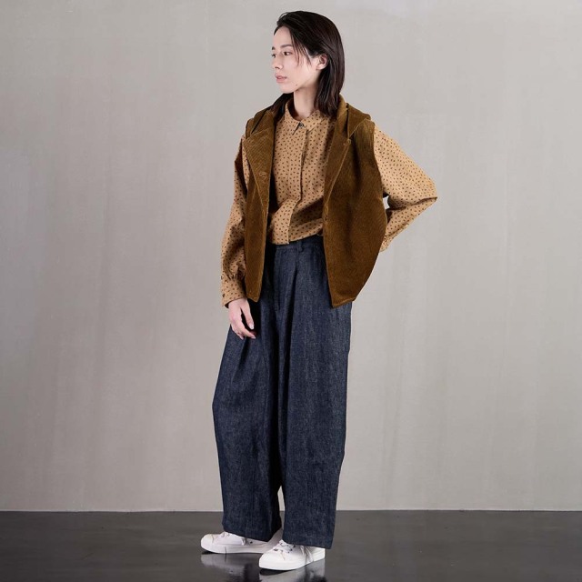 0624WT91010コットン起毛プリントブラウス