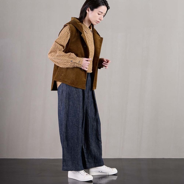 0624WT91010コットン起毛プリントブラウス