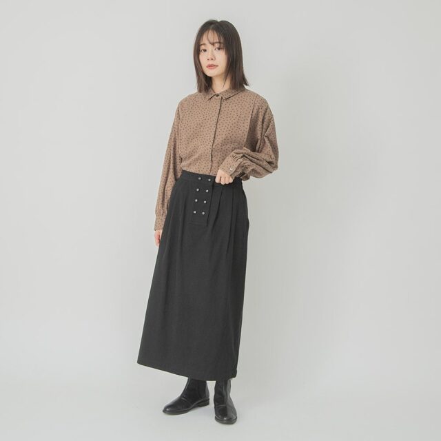 0624WT91010コットン起毛プリントブラウス