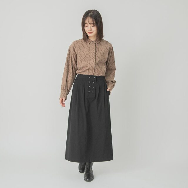 0624WT91010コットン起毛プリントブラウス