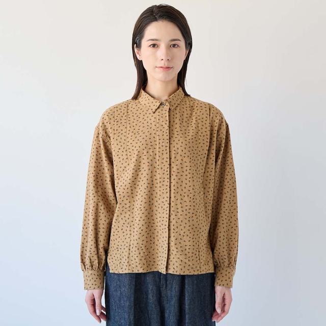 0624WT91010コットン起毛プリントブラウス