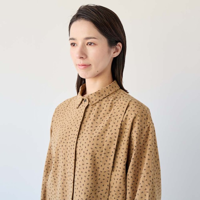 0624WT91010コットン起毛プリントブラウス