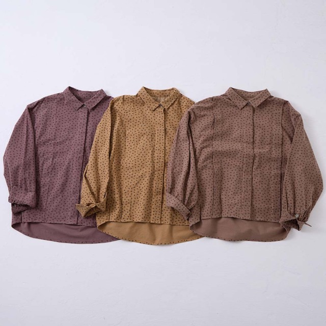 0624WT91010コットン起毛プリントブラウス