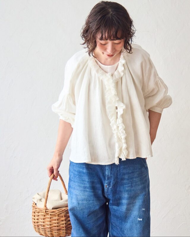 新品未使用‼️TUTIE ツチエ　tomomiさんコラボ　リネンブラウス 受付終了【tomomiさんコラボ】リネンエアーウォッシュフリル