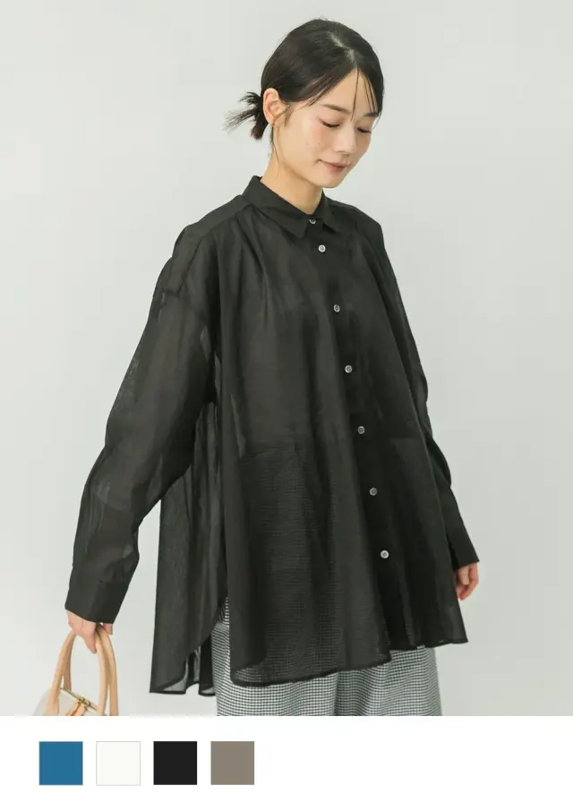 ラミーコットンローンロングシャツ