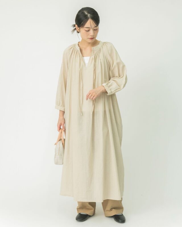 丈が選べる】コットンリネン2wayワンピース