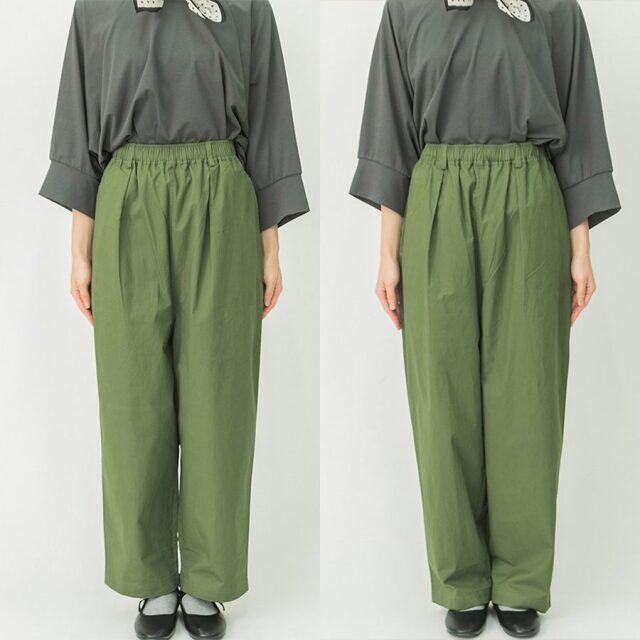 丈が選べる】コットンツイルタックパンツ